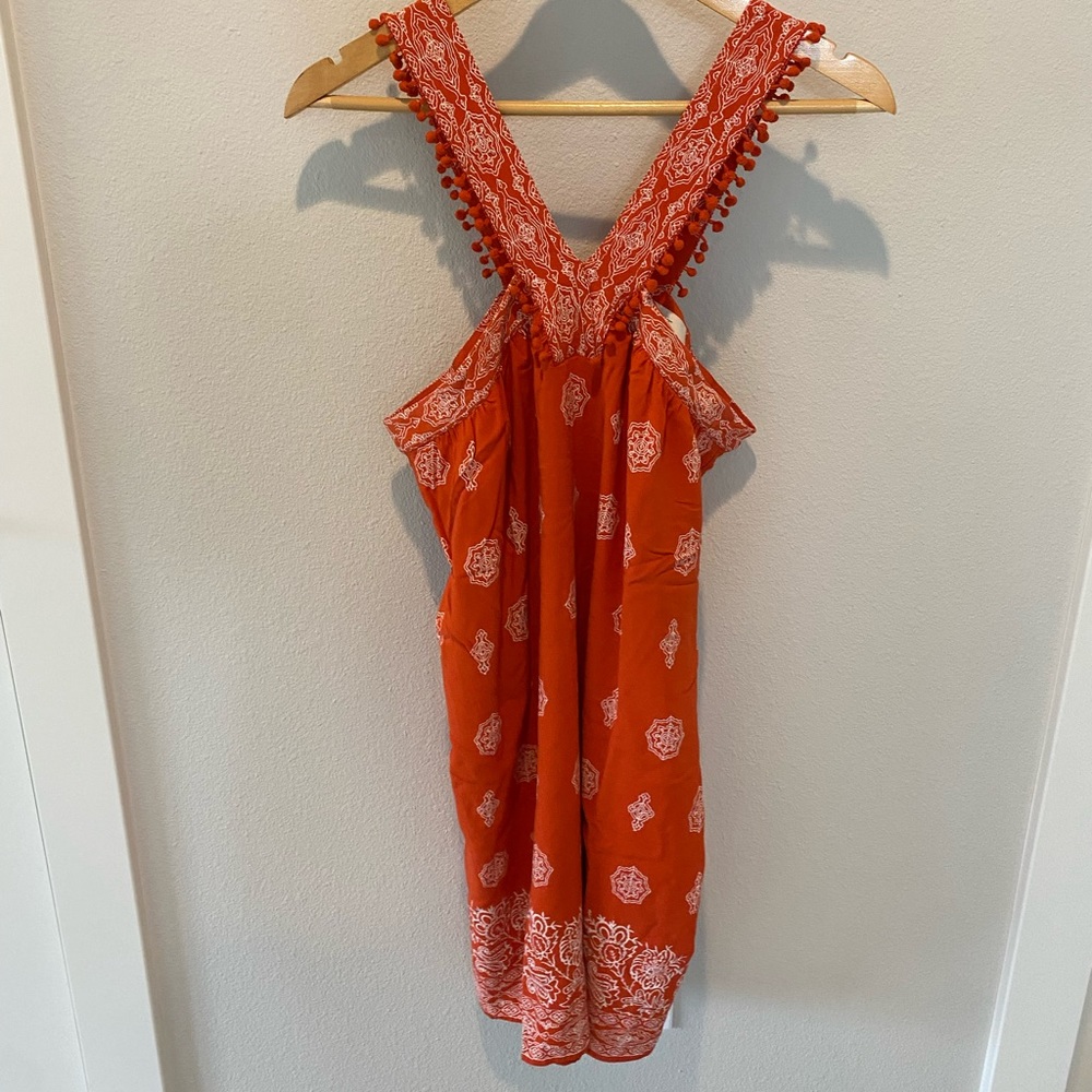Loft | orange halter neck swing dress | size Medium